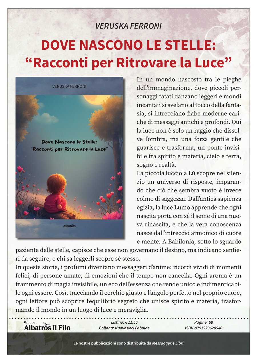 Locandina editoriale del libro Dove nascono le stelle di Veruska Ferroni pubblicata da Gruppo Albatros Il Filo